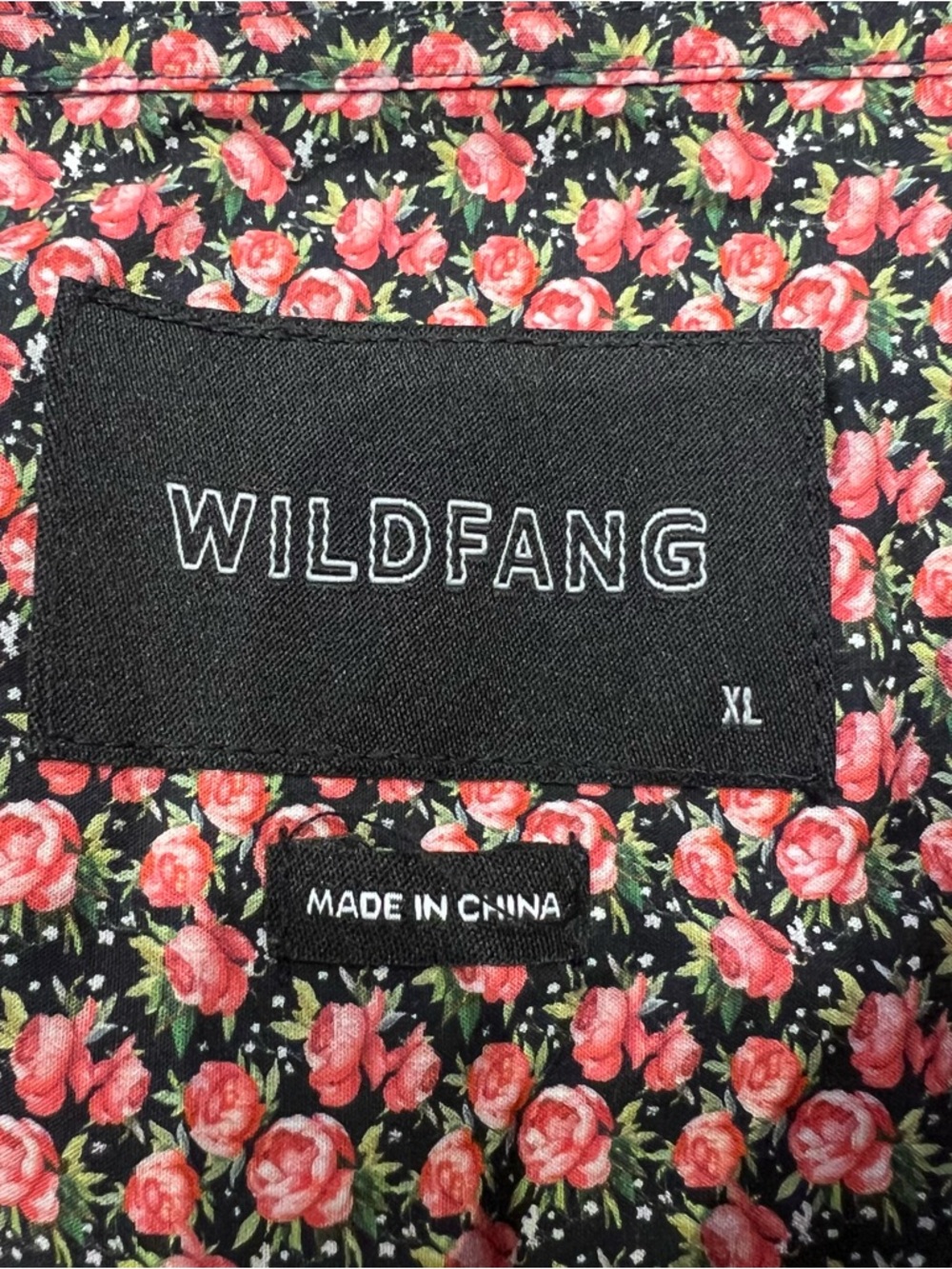 Wildfang Black Shirt with Pink Floral Print - Picture 2 of 4